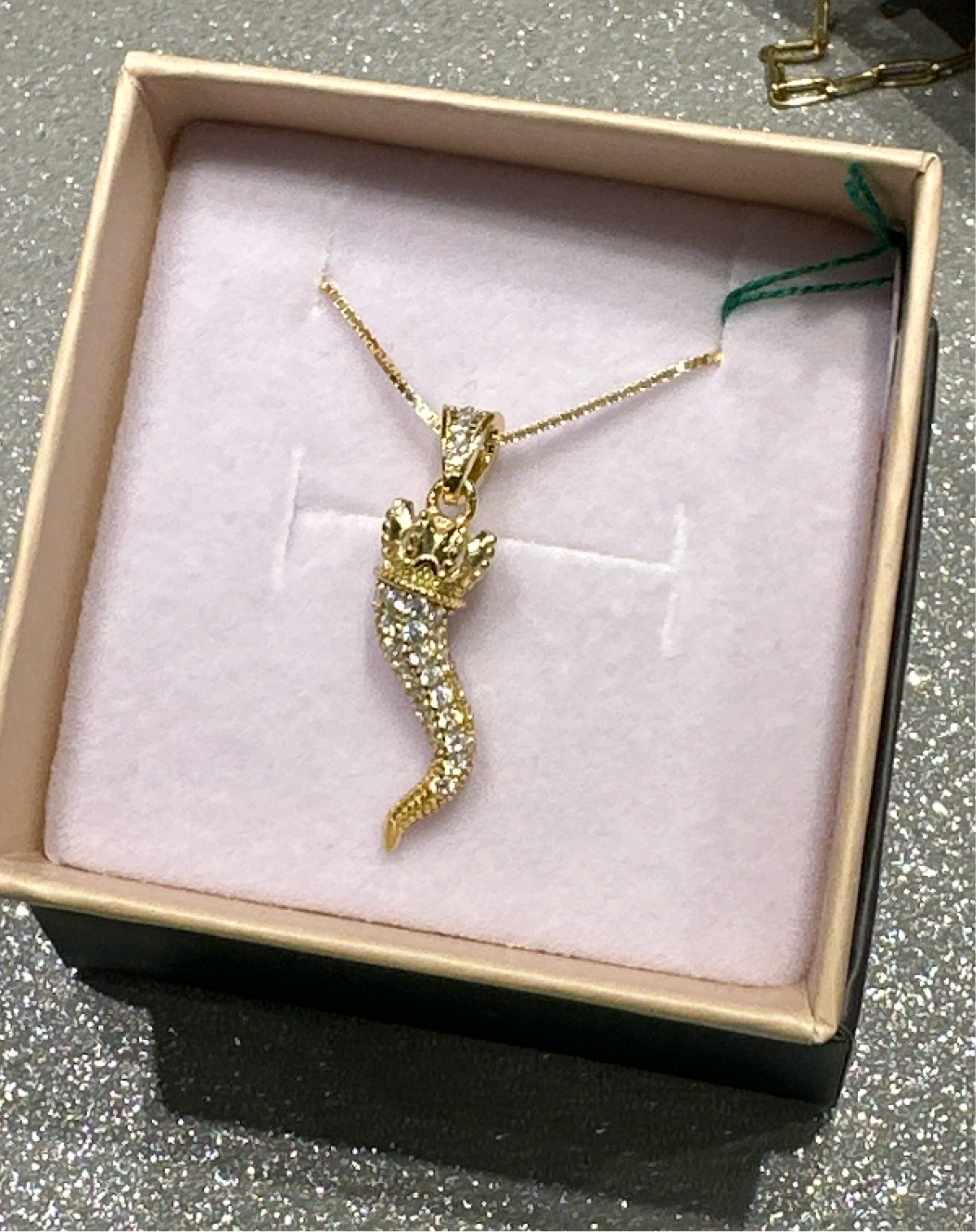 Collana ciondolo Corno Pavè