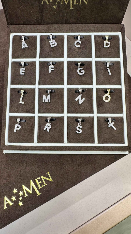 Collana iniziale zirconata Amen personalizzabile ciondolo 25mm zirconi brillanti
varianti