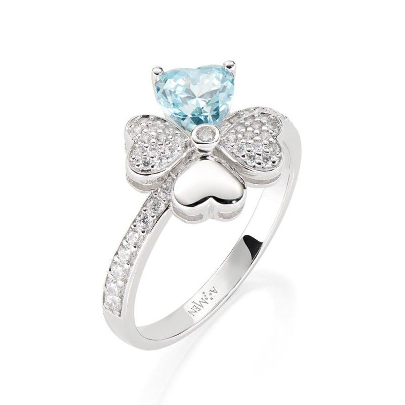 Anello Quadricuore Rodio e Zirconi