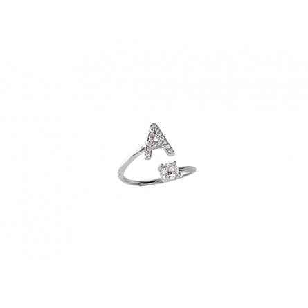 Anello con Iniziale Lettera in argento 925 Rodiato Donna
