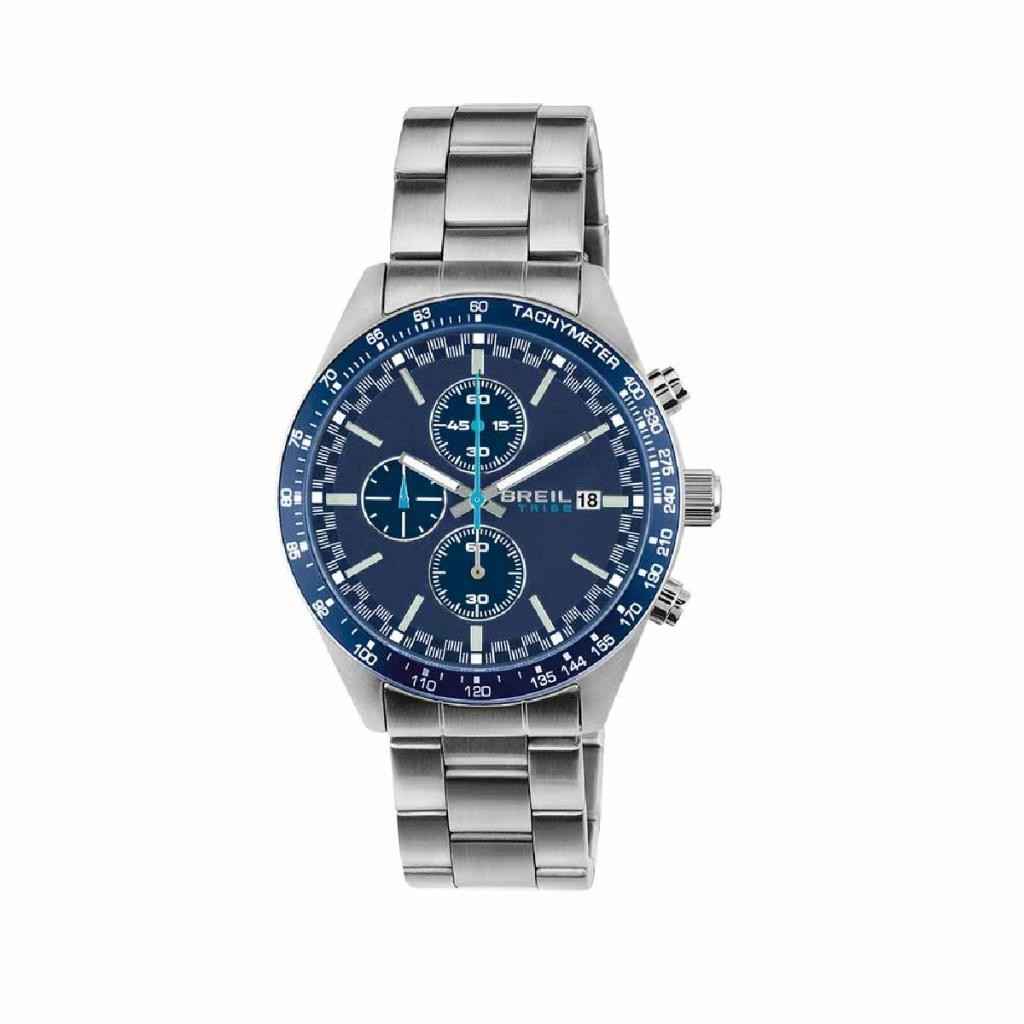 Orologio Breil Tribe Fast EW0323 cronografo uomo acciaio lunetta blu tachimetrica