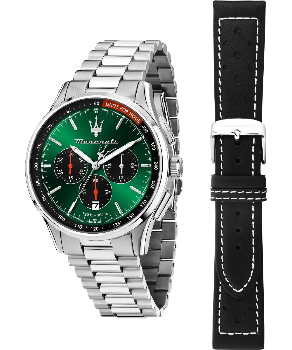 Orologio SORPASSO GIFT SET SILVER GREEN BLACK R8873624002 Maserati Uomo