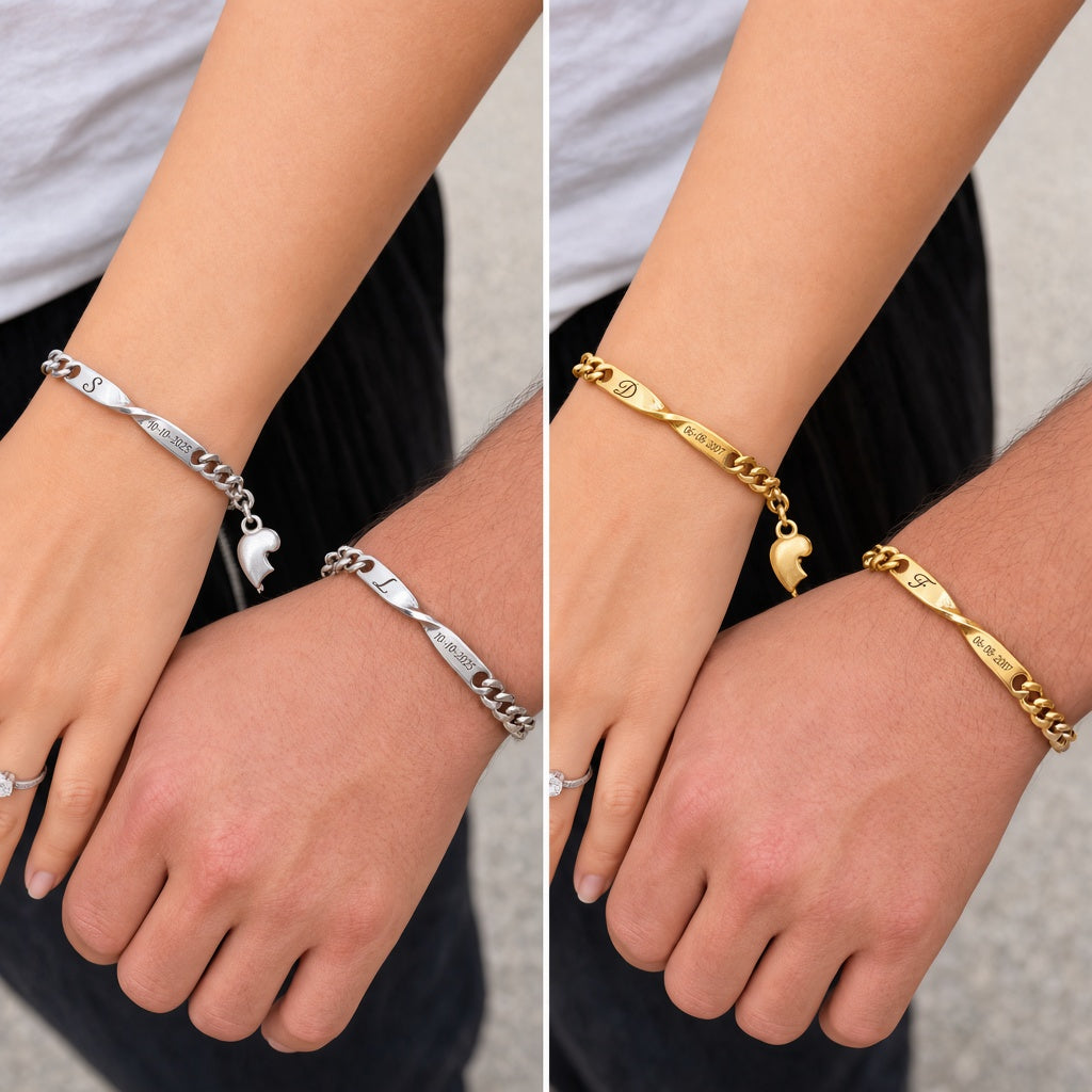 Coppia bracciali Sempre Insieme personalizzabili con iniziali e data