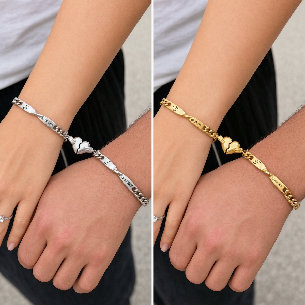 Coppia bracciali Sempre Insieme personalizzabili con iniziali e data