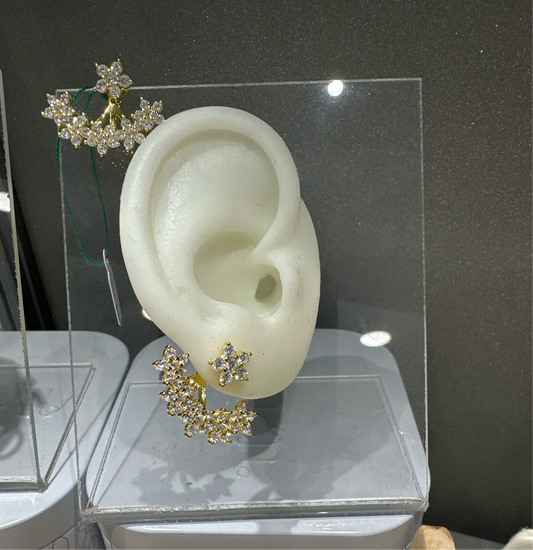 Orecchino fiore argento dorato a ventaglio