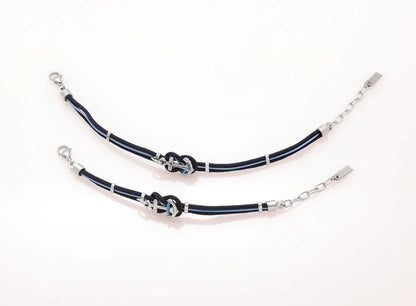 Bracciale Io & Te Junior Amen coppia padre figlio ancora cordino blu nero
