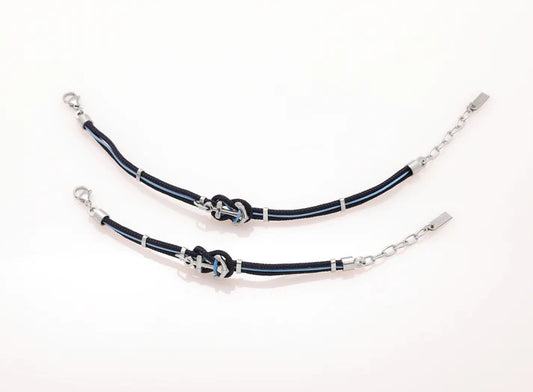 Bracciale Io & Te Junior Blu e Nero in Acciaio e Corda