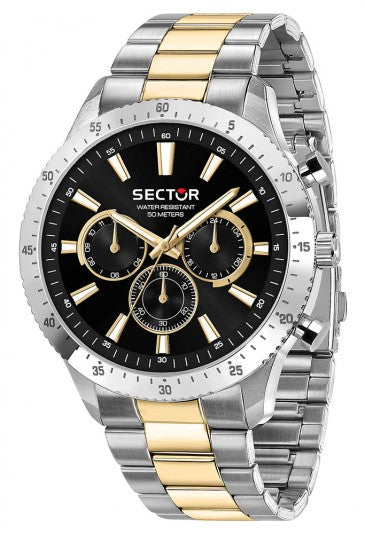 Orologio Sector 270 Acciaio Bicolore Gold Multifunzione Quadrante Nero Uomo R3253578026