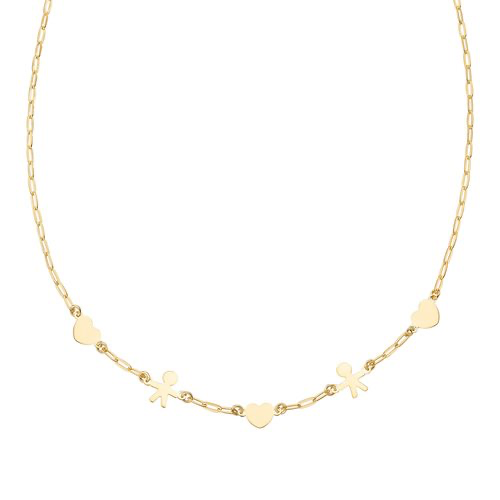 Collana Amen Bebè Bobolini argento 925 cuori maschietto oro giallo

