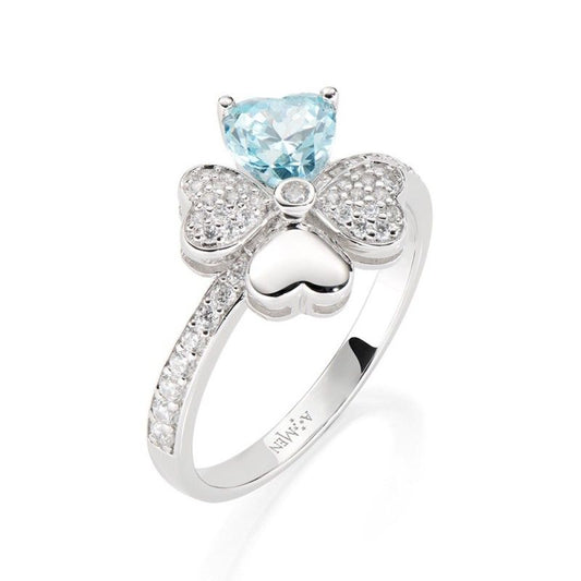 Anello Quadricuore Rodio e Zirconi