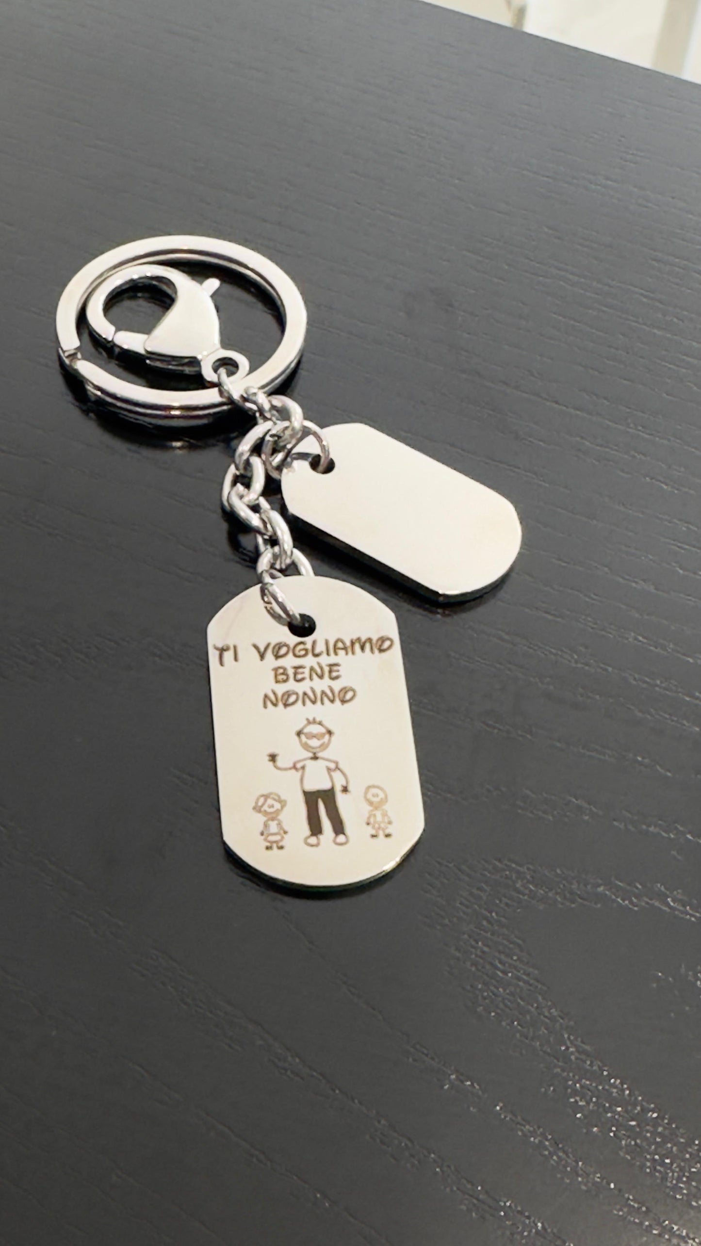 Portachiavi nonno personalizzato acciaio inox ti voglio bene nonno
