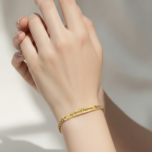 Bracciali coppia You Are My Choice acciaio silver uomo e dorato donna con frase incisa
