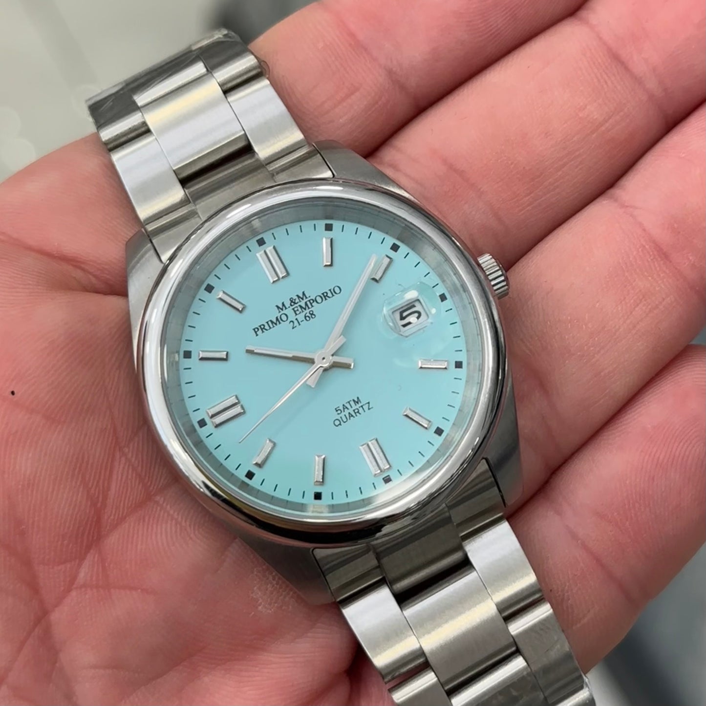 Primo Emporio Orologio Acciaio Quadrante Celeste - Maglia Oyster 10ATM