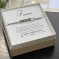 Bracciale mamma personalizzato acciaio inox targhetta incisione cuore traforato astuccio
