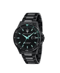 Orologio Maserati Sfida Aqua Edition R8853144001 total black con dettagli aqua 44mm