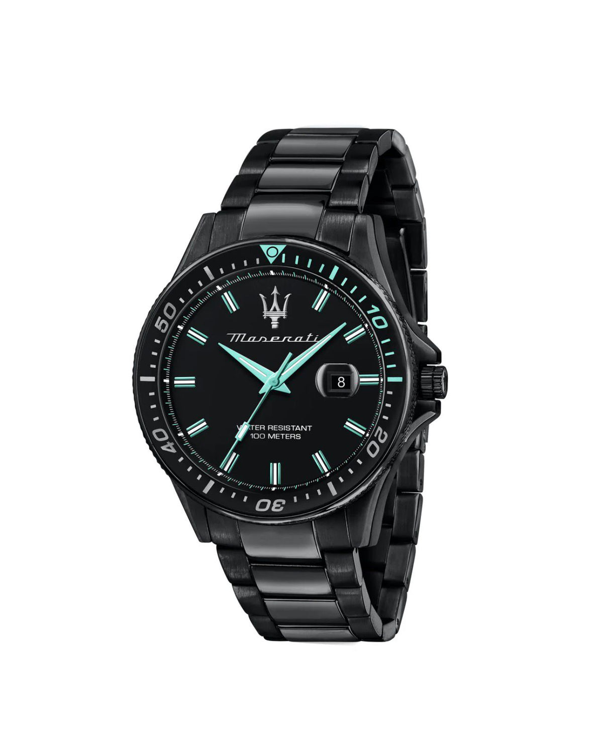 Orologio Maserati Sfida Aqua Edition R8853144001 total black con dettagli aqua 44mm