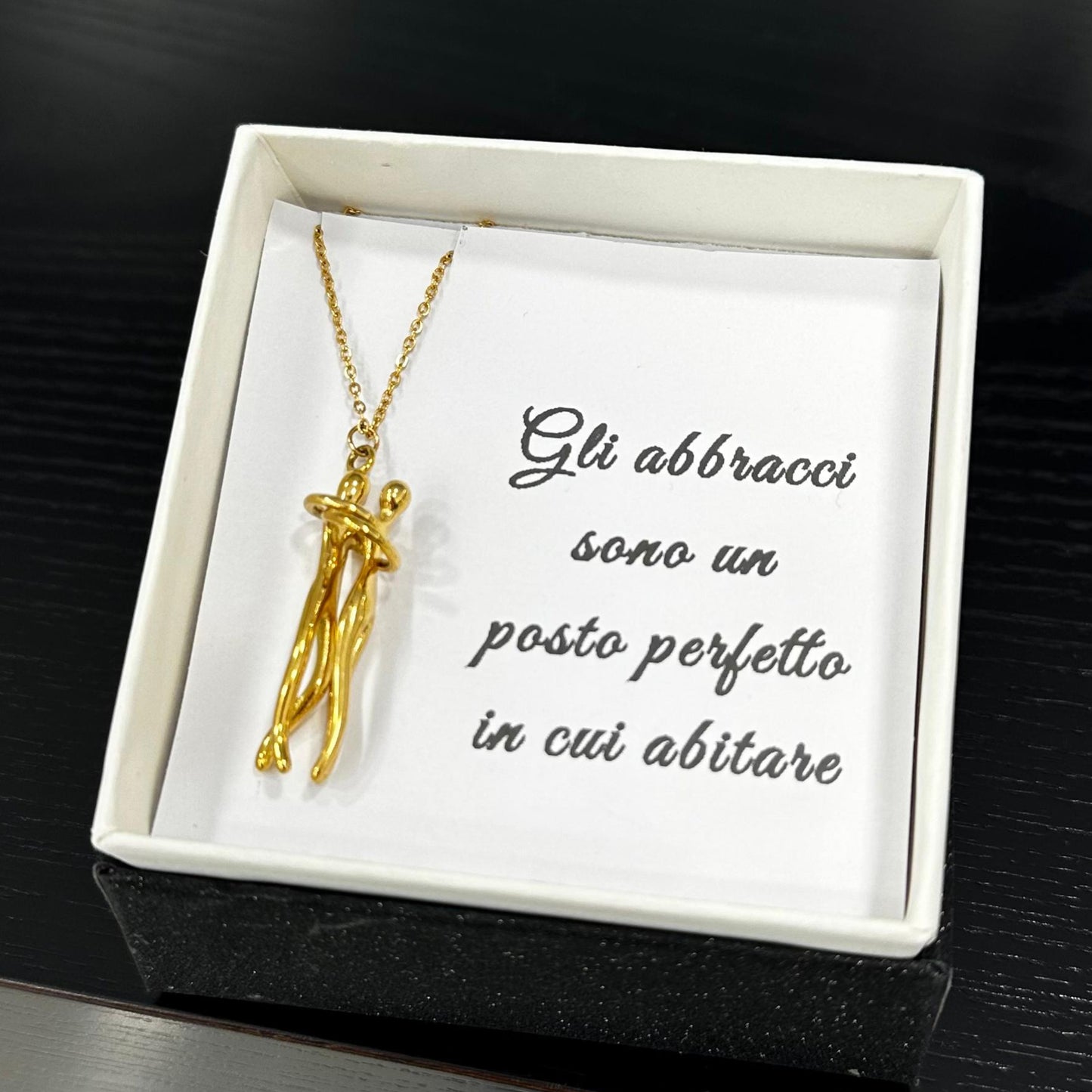 Collana abbraccio eterno mamma e bambino in acciaio inossidabile con confezione regalo
