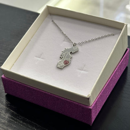 Collana maternità Dolce Attesa Girl in acciaio con cuore Swarovski rosa baby shower
