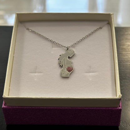 Collana maternità Dolce Attesa  Girl in acciaio con cuore Swarovski rosa baby shower
