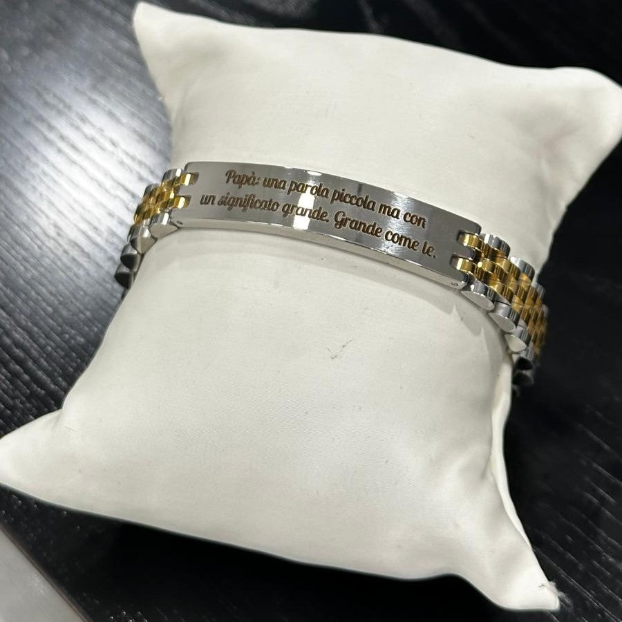 Bracciale Papà Maglia Oyster/Jubilee con Frase Significato Grande Idea Regalo per Papà