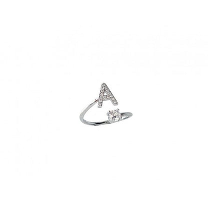 Anello con Iniziale Lettera in argento 925 Rodiato Donna