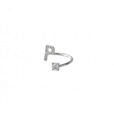 Anello con Iniziale Lettera in argento 925 Rodiato Donna