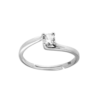 Anello solitario in argento 925 con pietra centrale 3mm taglia regolabile
