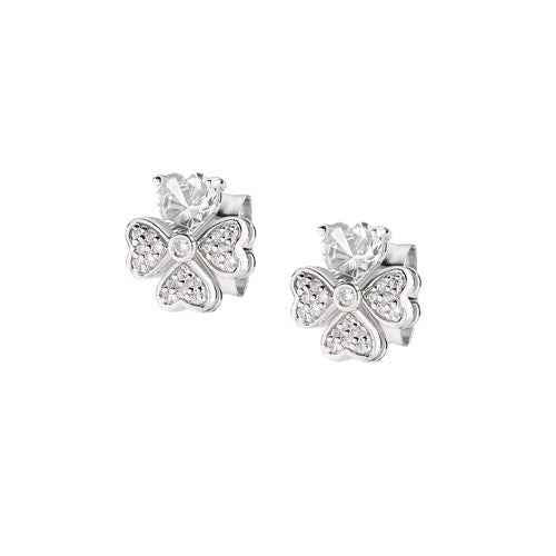 Orecchini Amen Quadricuore argento 925 rodio zirconi bianchi
