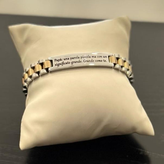 Bracciale Papà Maglia Oyster con Frase Significato Grande Idea Regalo per Papà