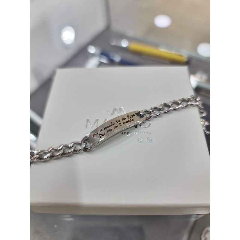 Bracciale groumette acciaio personalizzabile piastra incisione classico unisex
