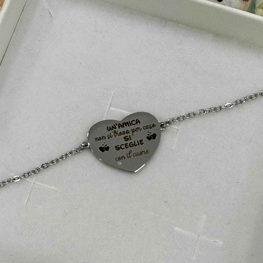 Bracciale acciaio personalizzato frase disegno made in Italy artigianale
