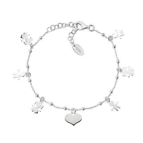 Bracciale Amen bambini e cuori argento 925 rodiato regalo mamma
