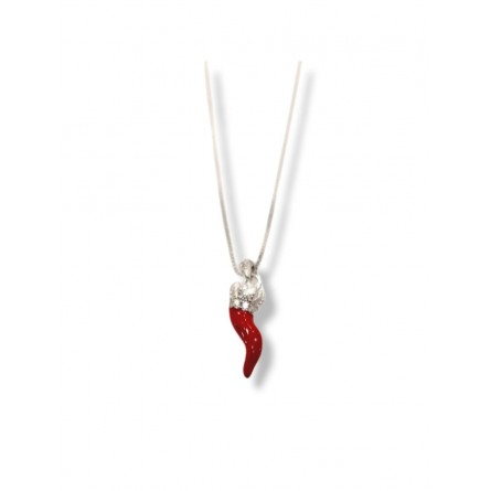 Collana con Corno rosso e zirconi