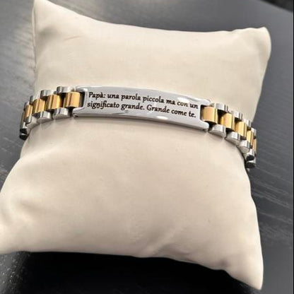 Bracciale Papà Maglia Oyster/Jubilee con Frase Significato Grande Idea Regalo per Papà