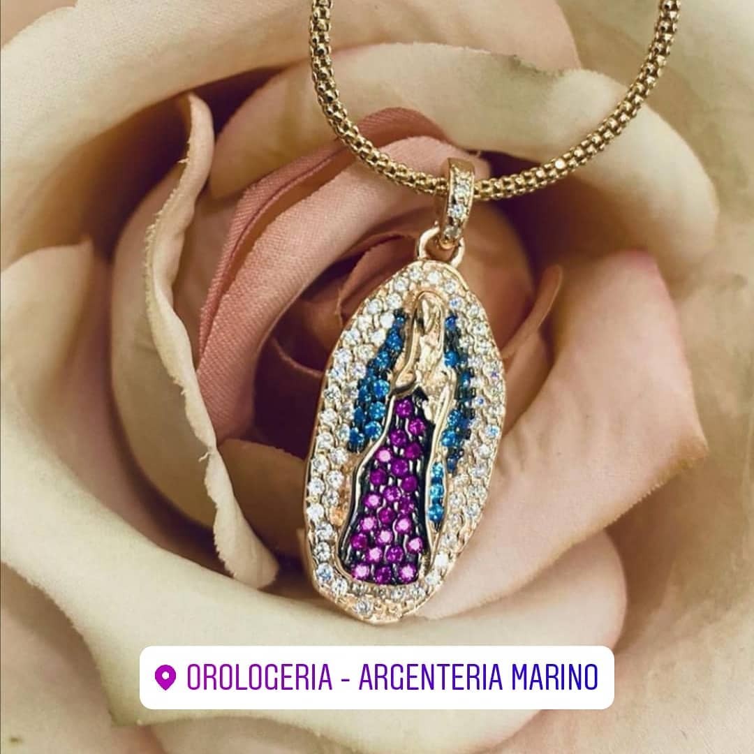 Madonnina Guadalupe argento dorato. - Orologeria Argenteria Marino