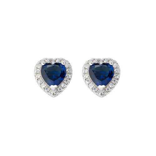 Orecchini Amen Cuore dell'Oceano argento 925 rodio zircone rubino rosso
