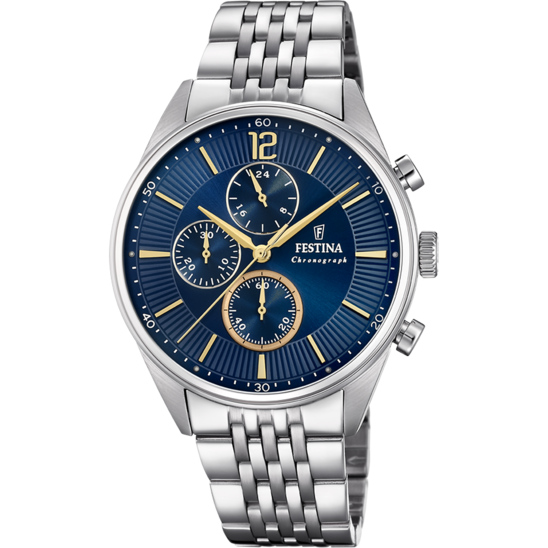 Orologio Festina Timeless F20285/3 cronografo blu acciaio 316L 41.5mm
