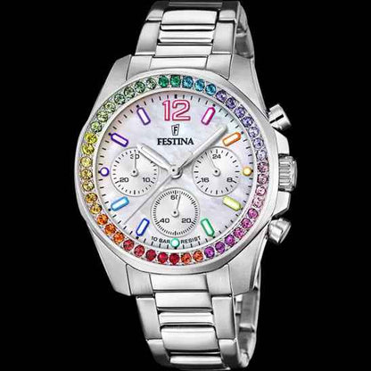 Orologio Festina F20606/2 donna cronografo cassa swarovsky zirconia 38mm quadrante madreperla
