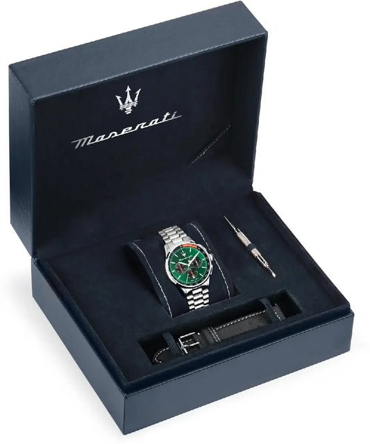 Orologio SORPASSO GIFT SET SILVER GREEN BLACK R8873624002 Maserati Uomo